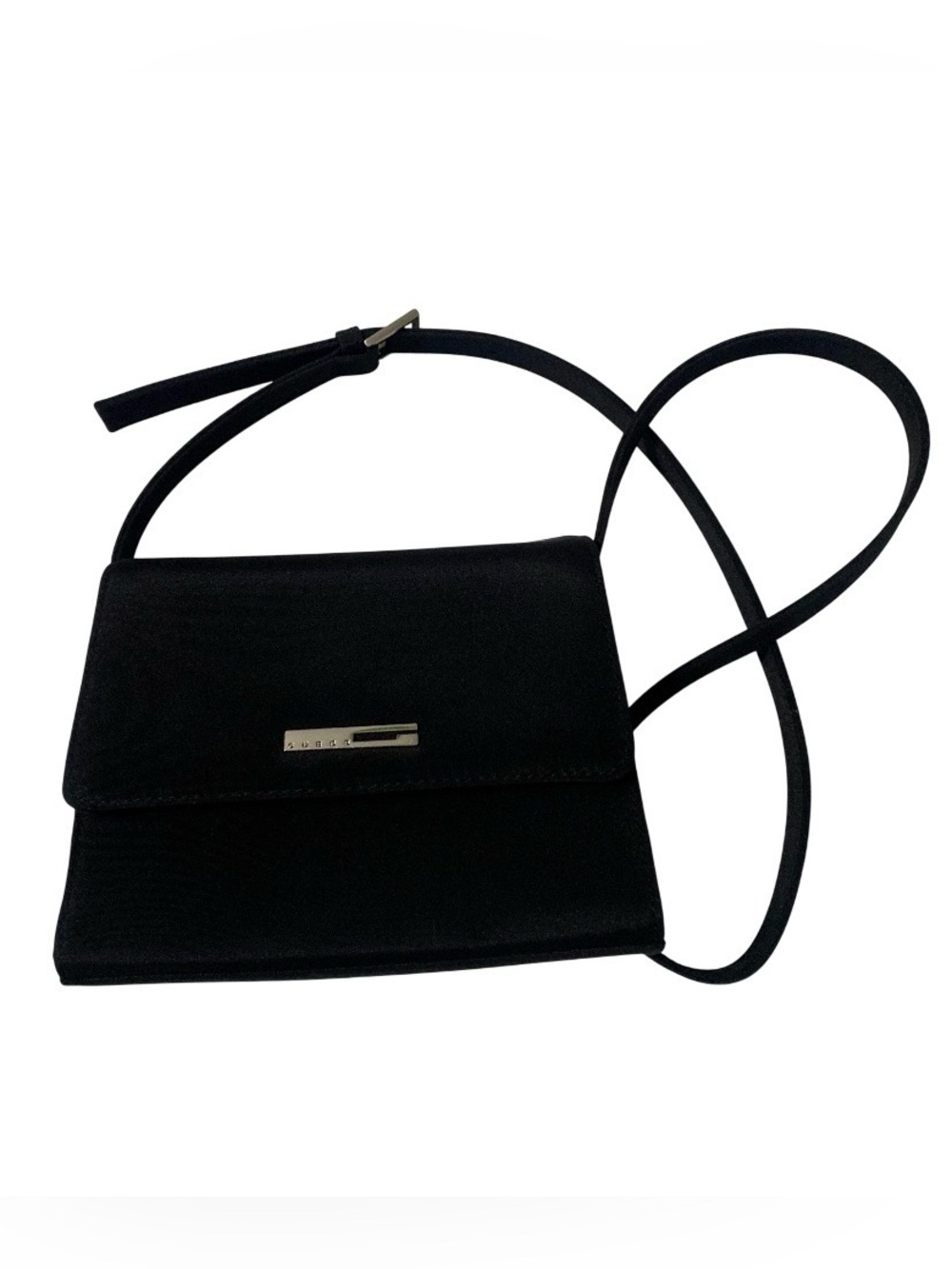 Guess Vintage Black Nylon Crossbody Shoulder Bag with Silver Hardware From 90s